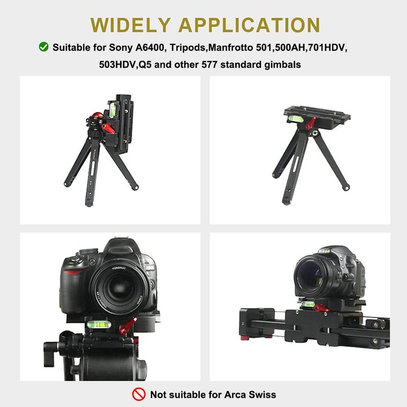 UTEBIT P200 Quick Release Plate - Aluminum Alloy Camera Tripod Base Plate with 1/4" and 3/8" Screw Hole Compatible with Sony A6400 Manfrotto Only - Image 2